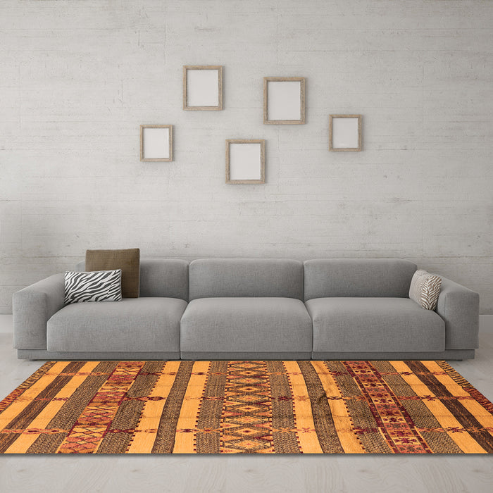 Machine Washable Solid Orange Modern Area Rugs in a Living Room, wshurb1280org
