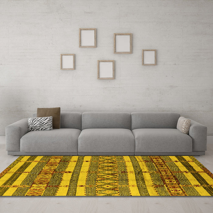 Machine Washable Solid Yellow Modern Rug in a Living Room, wshurb1280yw