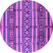 Round Machine Washable Solid Purple Modern Area Rugs, wshurb1280pur