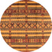 Round Machine Washable Solid Orange Modern Area Rugs, wshurb1280org