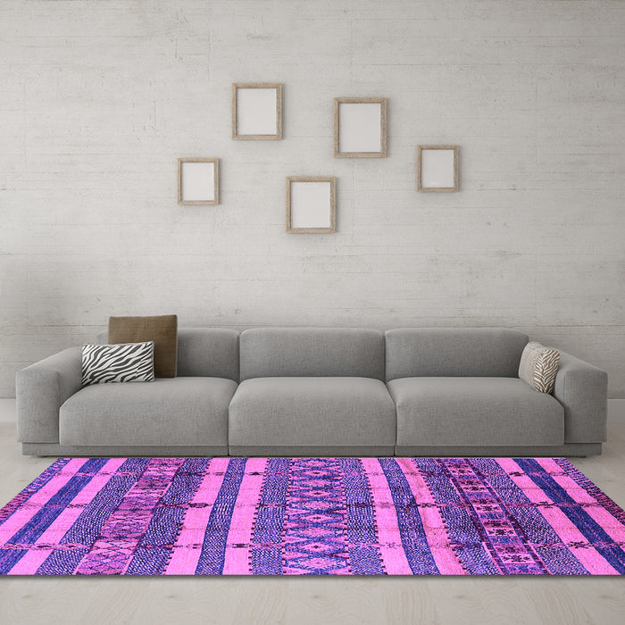 Machine Washable Solid Purple Modern Area Rugs in a Living Room, wshurb1280pur