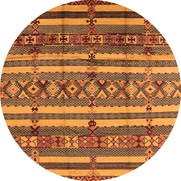 Round Solid Orange Modern Rug, urb1280org
