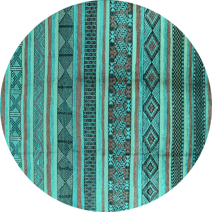 Round Machine Washable Solid Turquoise Modern Area Rugs, wshurb1281turq