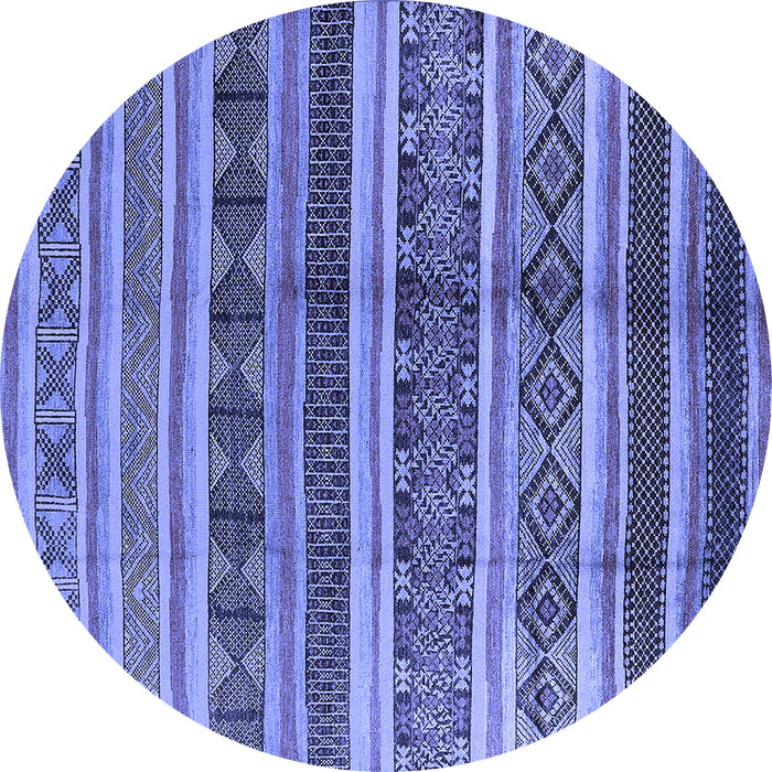 Round Machine Washable Solid Blue Modern Rug, wshurb1281blu