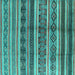 Square Machine Washable Solid Turquoise Modern Area Rugs, wshurb1281turq