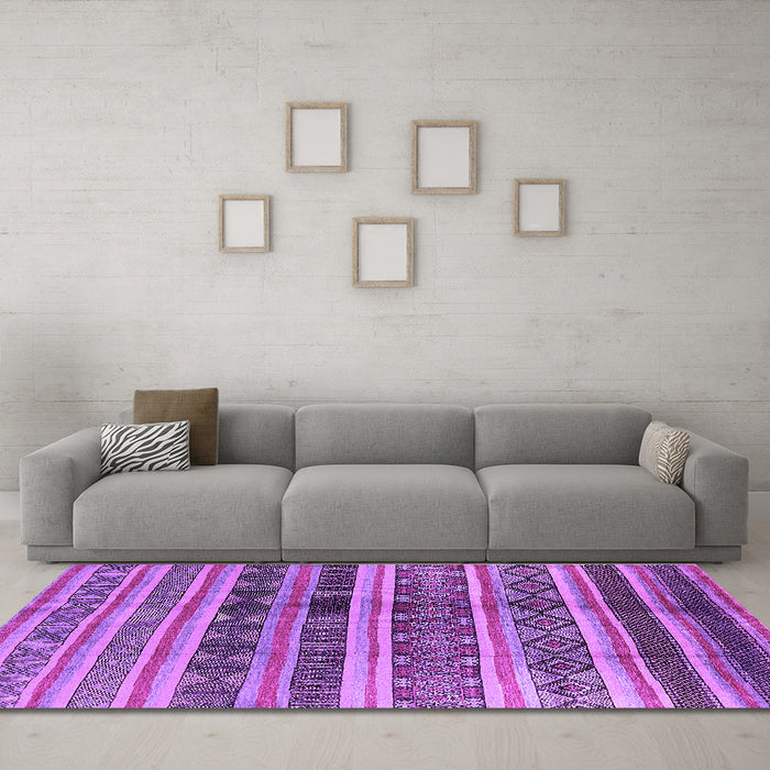Machine Washable Solid Purple Modern Area Rugs in a Living Room, wshurb1281pur