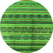 Round Machine Washable Solid Green Modern Area Rugs, wshurb1281grn