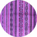 Round Machine Washable Solid Purple Modern Area Rugs, wshurb1281pur