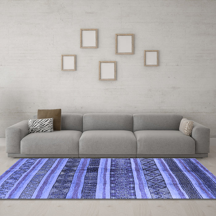 Machine Washable Solid Blue Modern Rug in a Living Room, wshurb1281blu