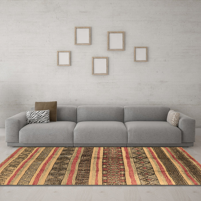 Machine Washable Solid Brown Modern Rug in a Living Room,, wshurb1281brn