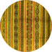 Round Machine Washable Solid Yellow Modern Rug, wshurb1281yw