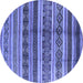 Round Solid Blue Modern Rug, urb1281blu