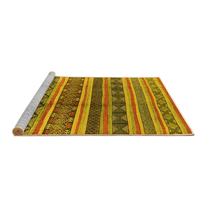 Sideview of Machine Washable Solid Yellow Modern Rug, wshurb1281yw