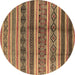 Round Solid Brown Modern Rug, urb1281brn