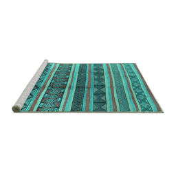Sideview of Machine Washable Solid Turquoise Modern Area Rugs, wshurb1281turq