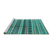 Sideview of Machine Washable Solid Turquoise Modern Area Rugs, wshurb1281turq