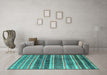 Machine Washable Solid Turquoise Modern Area Rugs in a Living Room,, wshurb1281turq
