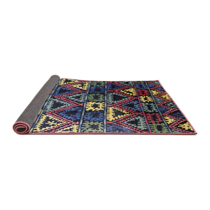 Sideview of Mid-Century Modern Burgundy Brown Solid Rug, urb1282