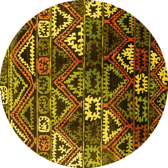 Round Solid Yellow Modern Rug, urb1282yw