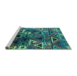 Sideview of Machine Washable Solid Turquoise Modern Area Rugs, wshurb1282turq
