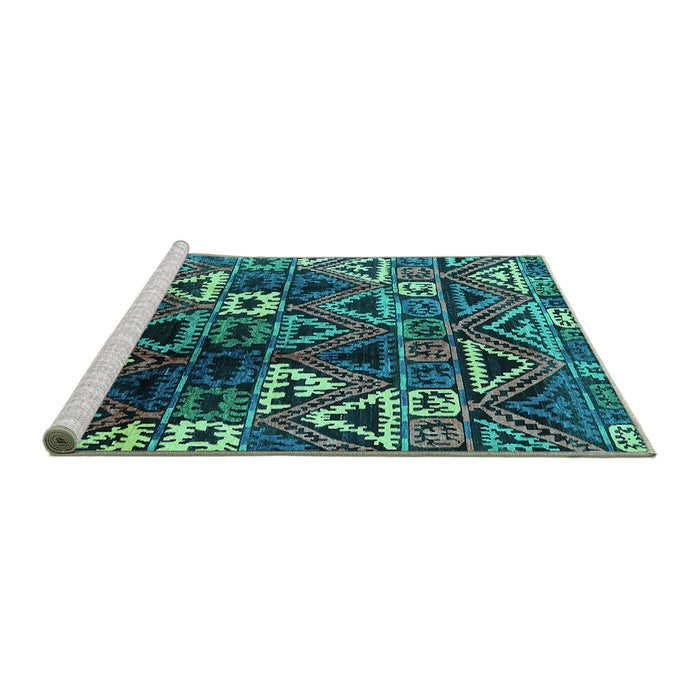 Sideview of Machine Washable Solid Turquoise Modern Area Rugs, wshurb1282turq