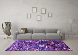 Machine Washable Solid Purple Modern Area Rugs in a Living Room, wshurb1282pur