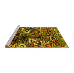 Sideview of Machine Washable Solid Yellow Modern Rug, wshurb1282yw