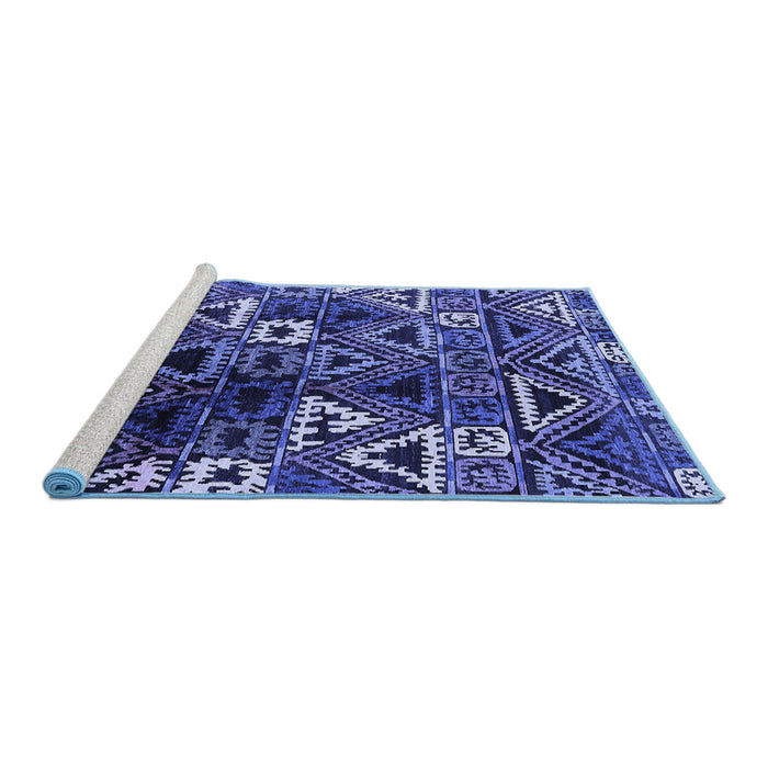 Sideview of Machine Washable Solid Blue Modern Rug, wshurb1282blu