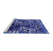 Sideview of Machine Washable Solid Blue Modern Rug, wshurb1282blu