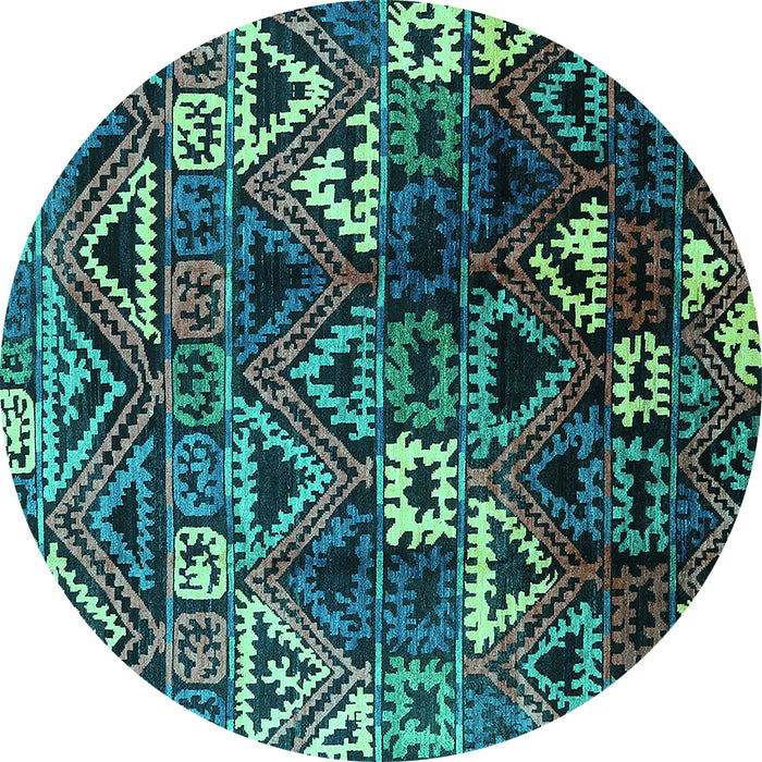 Round Solid Turquoise Modern Rug, urb1282turq