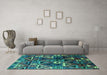 Machine Washable Solid Turquoise Modern Area Rugs in a Living Room,, wshurb1282turq