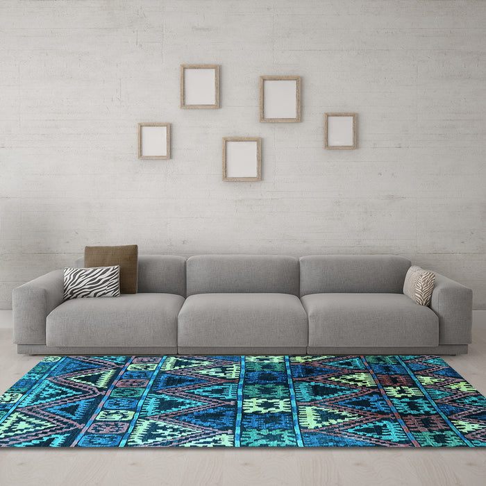 Machine Washable Solid Light Blue Modern Rug in a Living Room, wshurb1282lblu