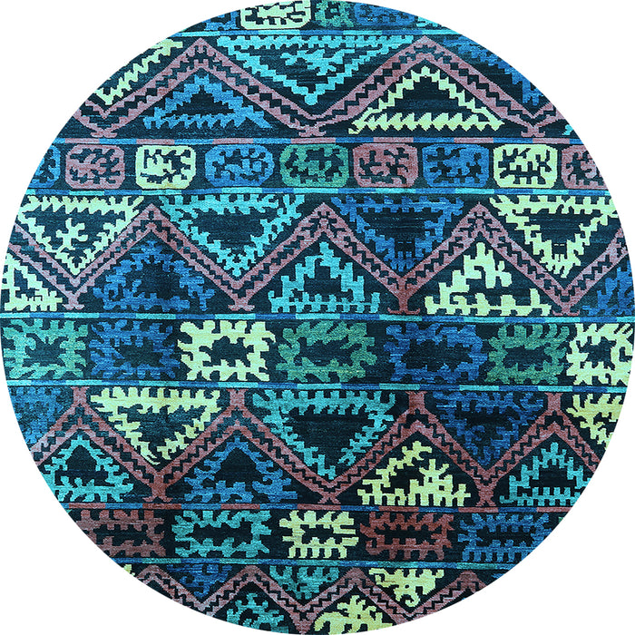 Round Solid Light Blue Modern Rug, urb1282lblu