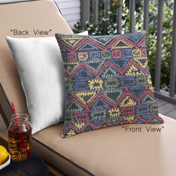 Front View of Mid-Century Modern Urban Square Burgundy Brown Throw Pillow, 18 inch by 18 inch, pwurb1282