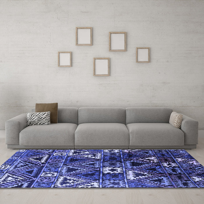 Machine Washable Solid Blue Modern Rug in a Living Room, wshurb1282blu