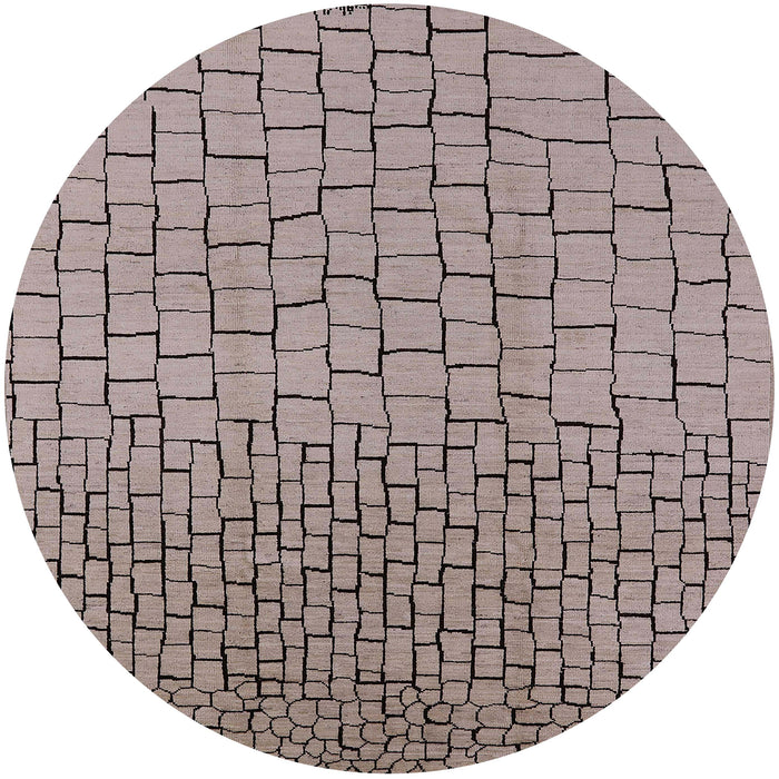 Round Mid-Century Modern Puce Purple Solid Rug, urb1283