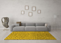 Machine Washable Solid Yellow Modern Rug, wshurb1283yw