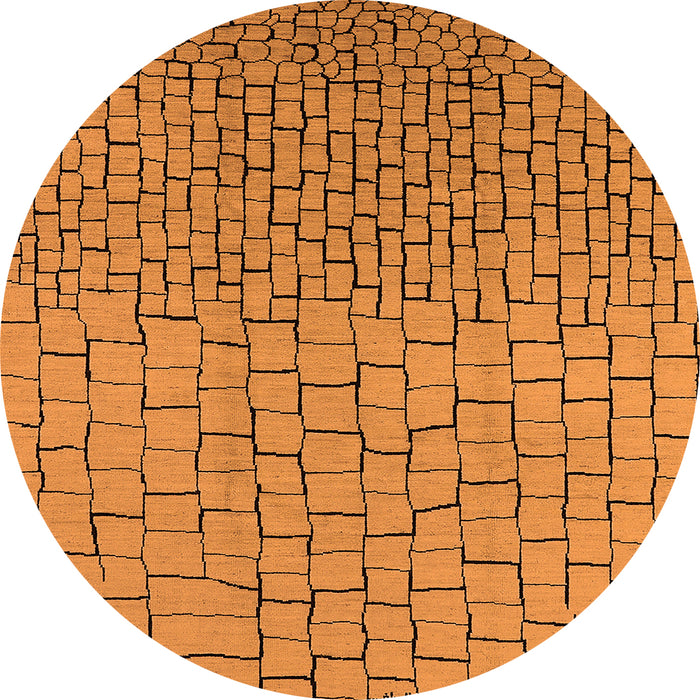 Round Machine Washable Solid Orange Modern Area Rugs, wshurb1283org