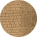 Round Solid Brown Modern Rug, urb1283brn