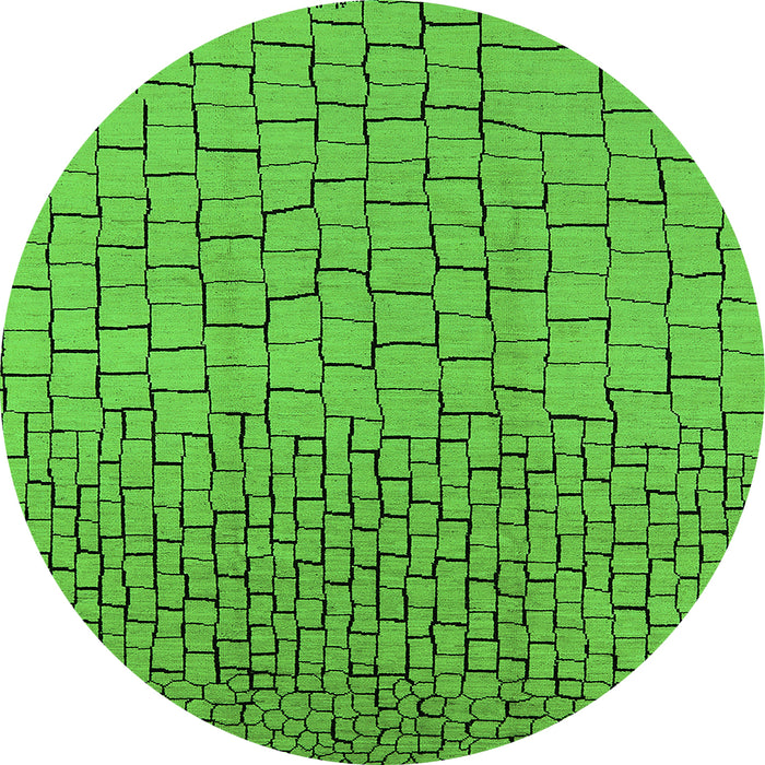 Round Machine Washable Solid Green Modern Area Rugs, wshurb1283grn