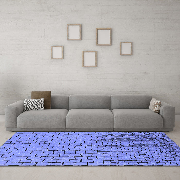Machine Washable Solid Blue Modern Rug in a Living Room, wshurb1283blu