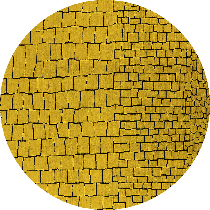 Round Machine Washable Solid Yellow Modern Rug, wshurb1283yw