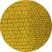 Round Machine Washable Solid Yellow Modern Rug, wshurb1283yw