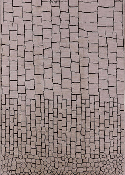 Mid-Century Modern Puce Purple Solid Rug, urb1283