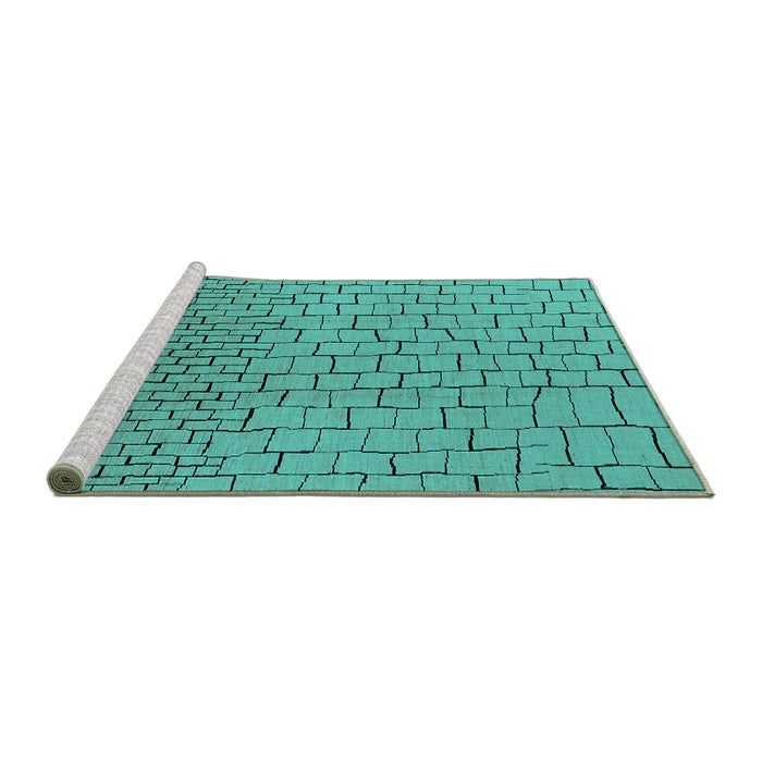 Sideview of Machine Washable Solid Turquoise Modern Area Rugs, wshurb1283turq
