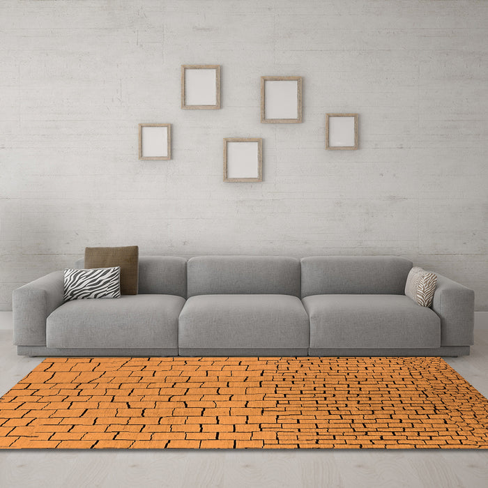 Machine Washable Solid Orange Modern Area Rugs in a Living Room, wshurb1283org