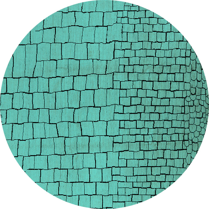 Round Solid Turquoise Modern Rug, urb1283turq