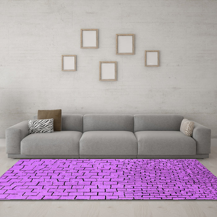 Machine Washable Solid Purple Modern Area Rugs in a Living Room, wshurb1283pur
