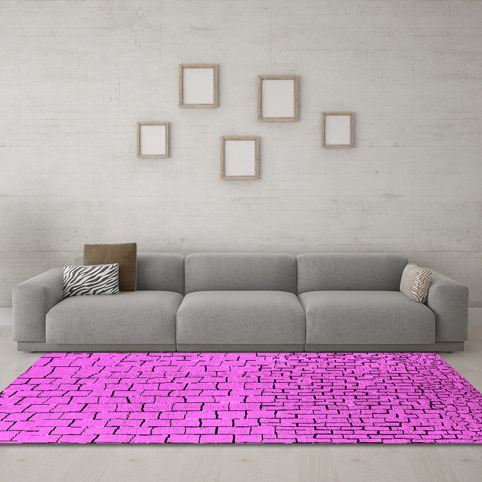 Machine Washable Solid Pink Modern Rug in a Living Room, wshurb1283pnk