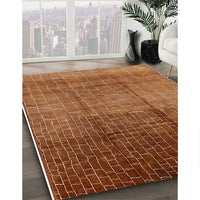 Mid-Century Modern Mahogany Brown Solid Rug, urb1284